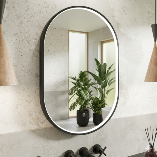 Front Oval crni ram 50x110cm 3u1 + grejac